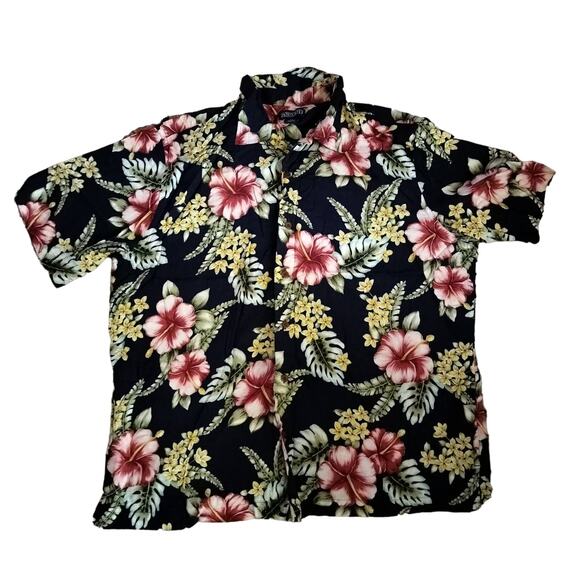 Lands End Mens Size XL Hawaiian Shirt Floral Tropical - Picture 1 of 4